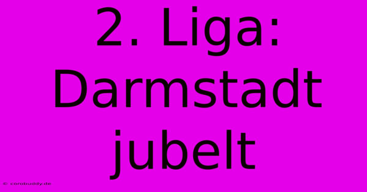 2. Liga: Darmstadt Jubelt