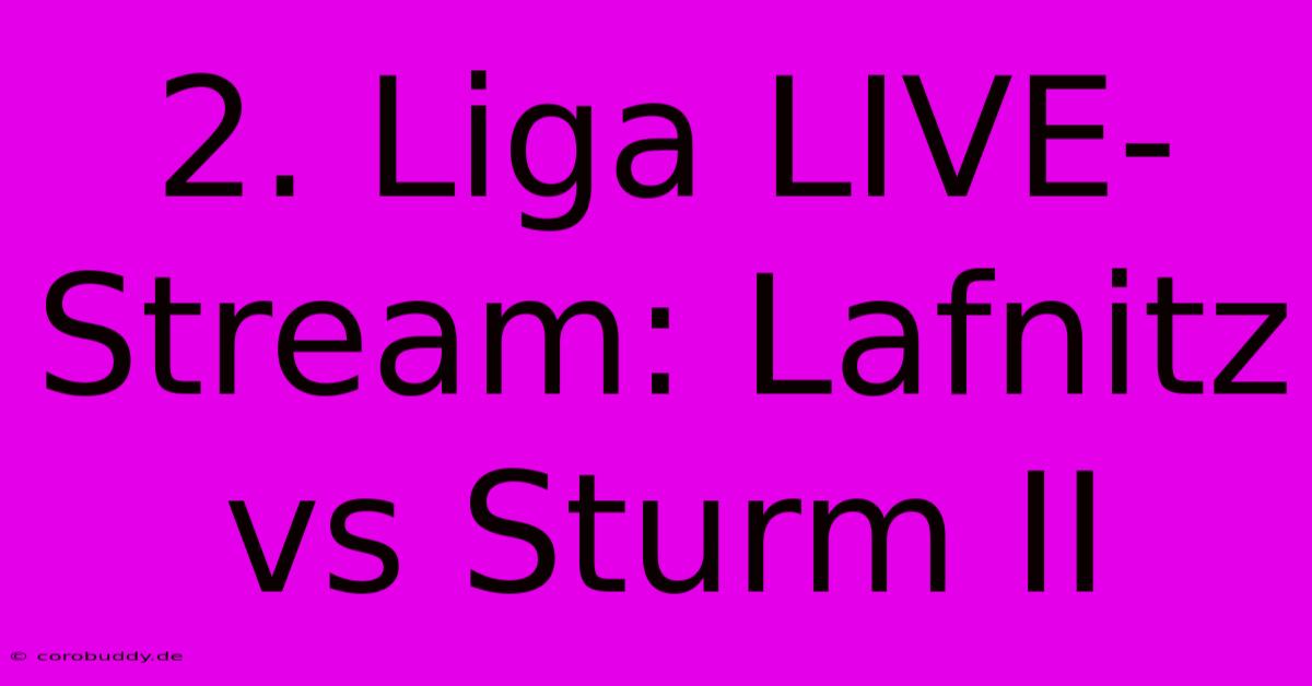 2. Liga LIVE-Stream: Lafnitz Vs Sturm II