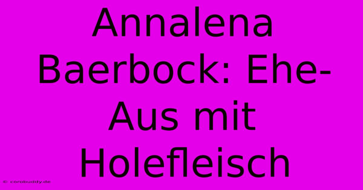 Annalena Baerbock: Ehe-Aus Mit Holefleisch