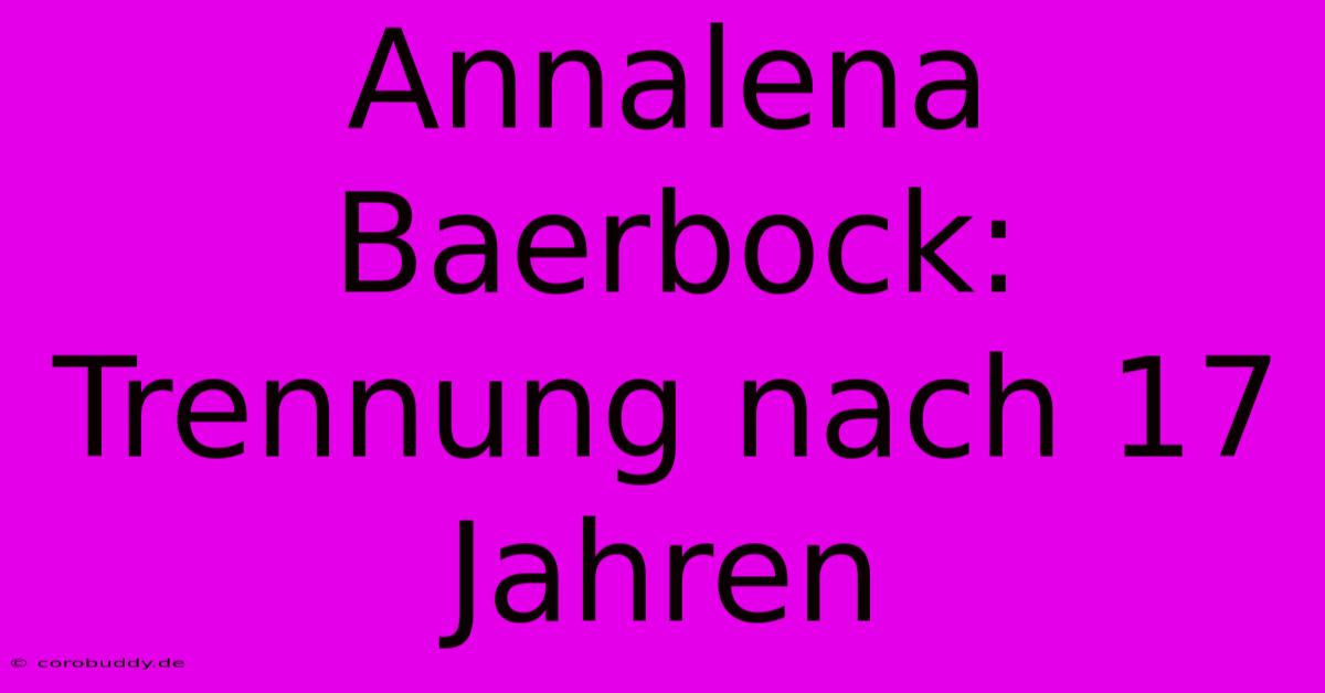 Annalena Baerbock: Trennung Nach 17 Jahren