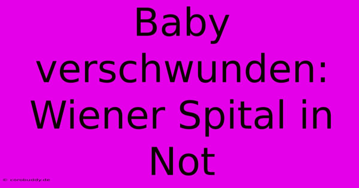 Baby Verschwunden: Wiener Spital In Not