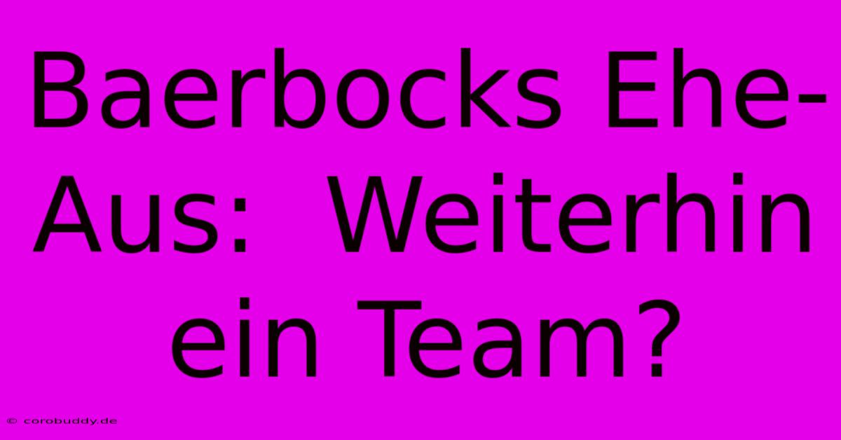 Baerbocks Ehe-Aus:  Weiterhin Ein Team?