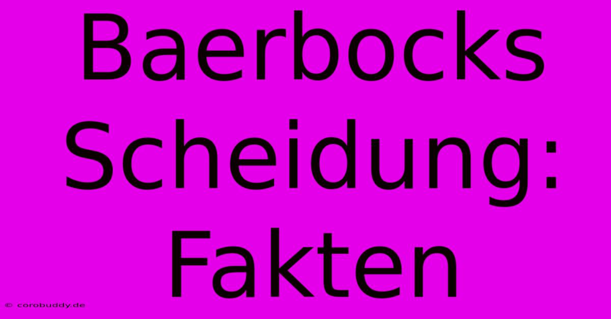 Baerbocks Scheidung: Fakten