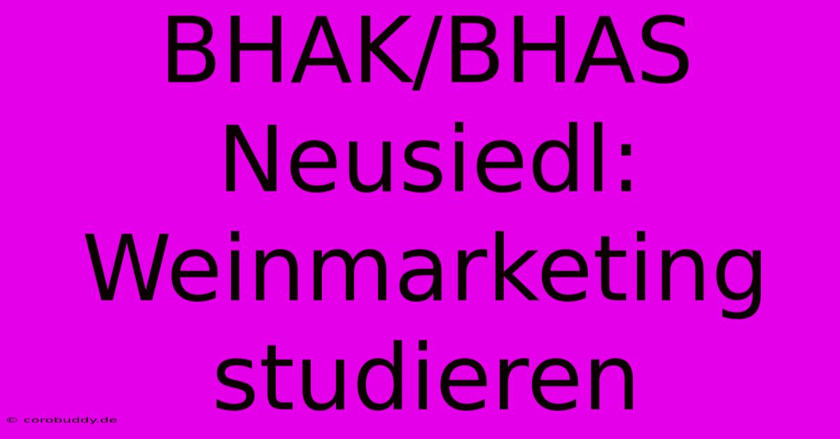 BHAK/BHAS Neusiedl: Weinmarketing Studieren