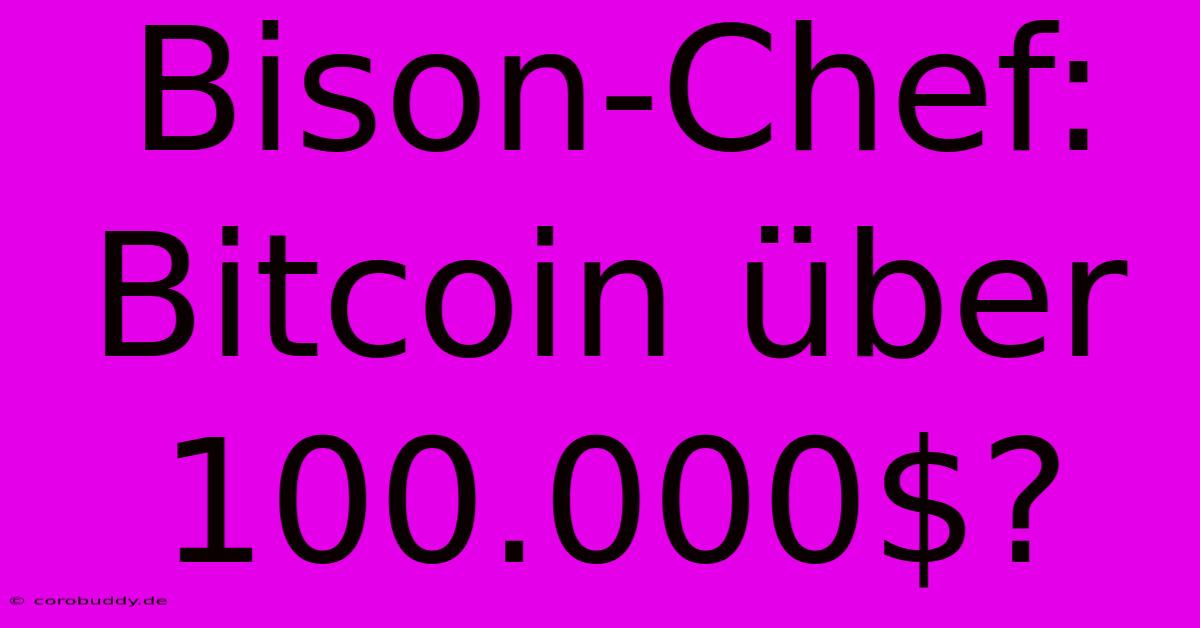 Bison-Chef: Bitcoin Über 100.000$?