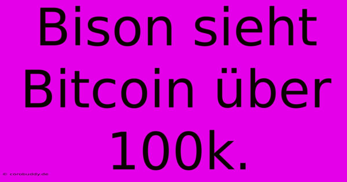 Bison Sieht Bitcoin Über 100k.