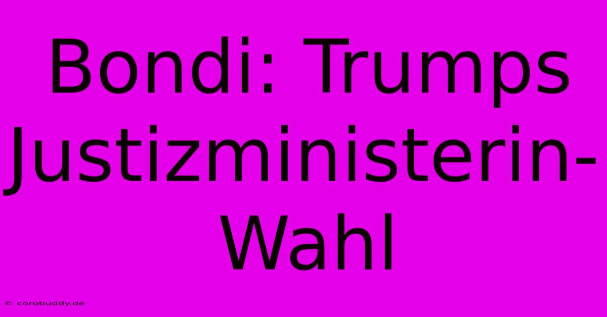 Bondi: Trumps Justizministerin-Wahl