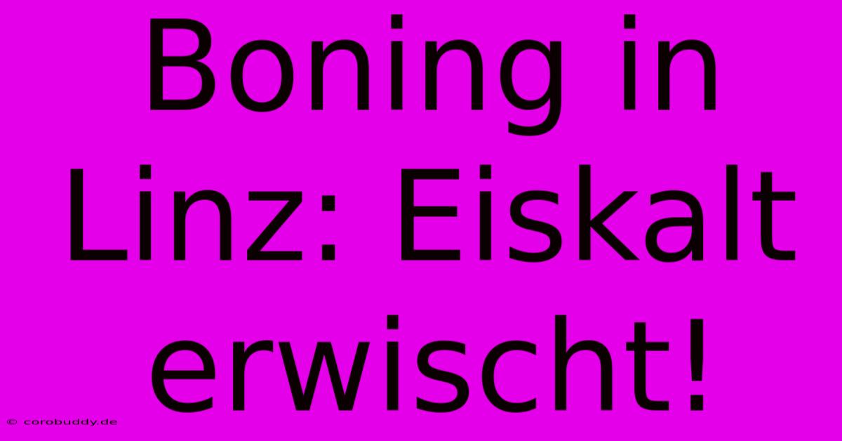 Boning In Linz: Eiskalt Erwischt!