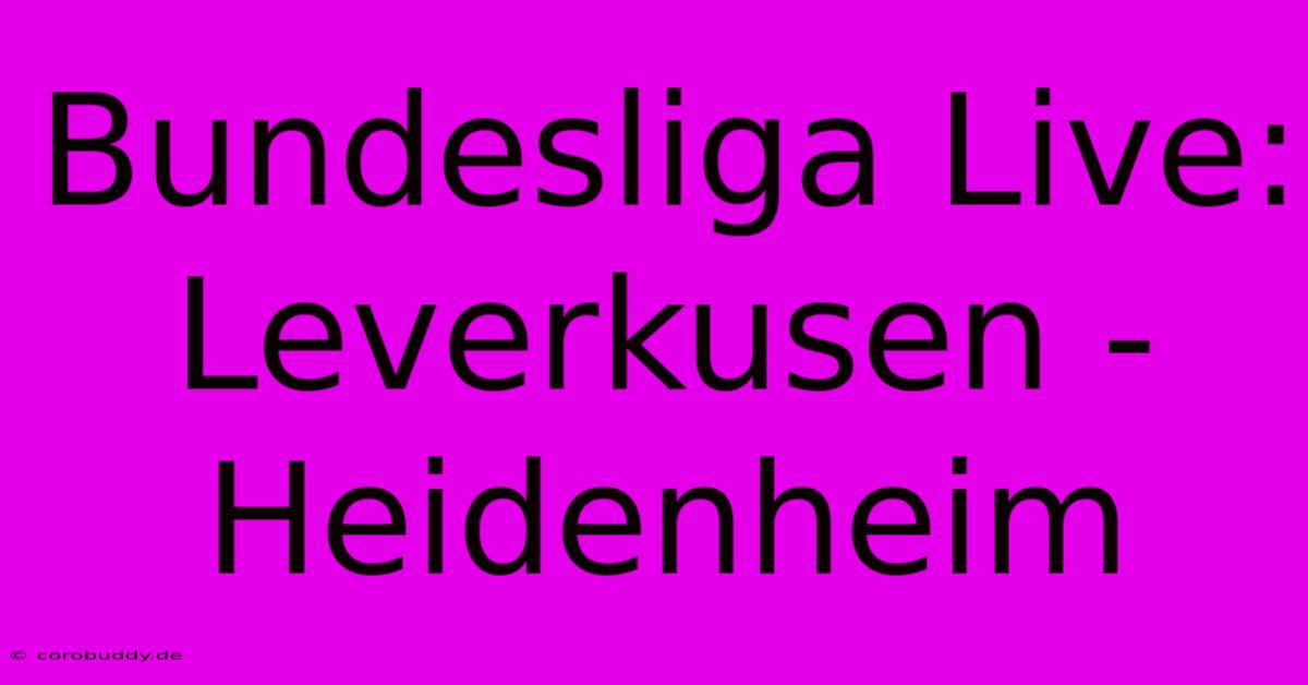 Bundesliga Live:  Leverkusen - Heidenheim