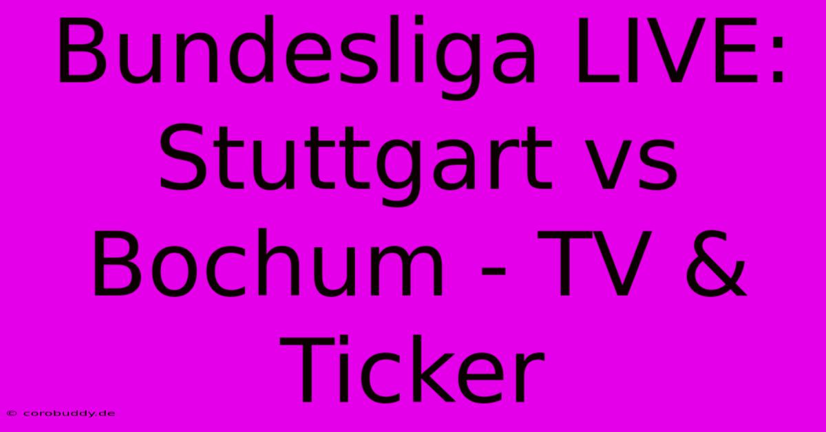 Bundesliga LIVE: Stuttgart Vs Bochum - TV & Ticker