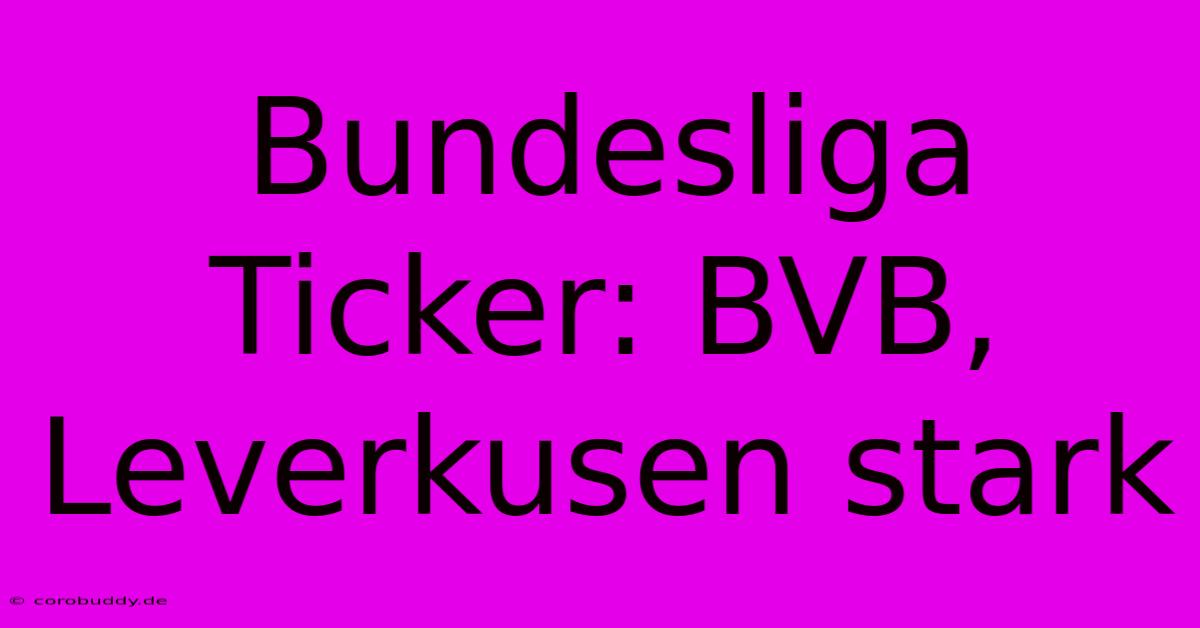 Bundesliga Ticker: BVB, Leverkusen Stark