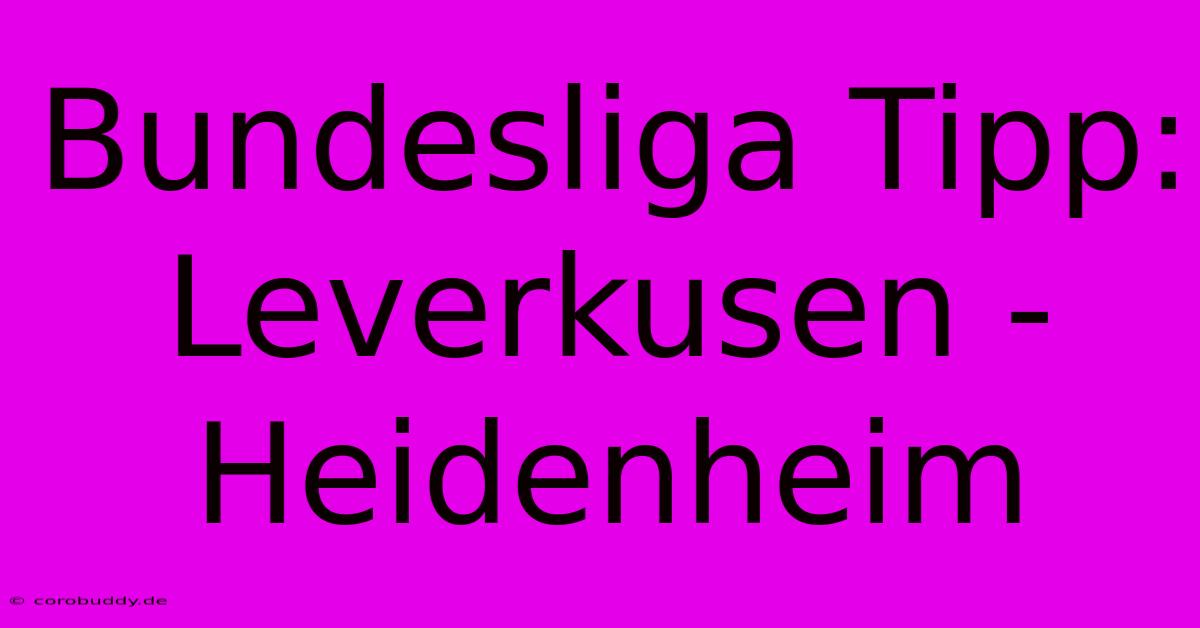 Bundesliga Tipp: Leverkusen - Heidenheim