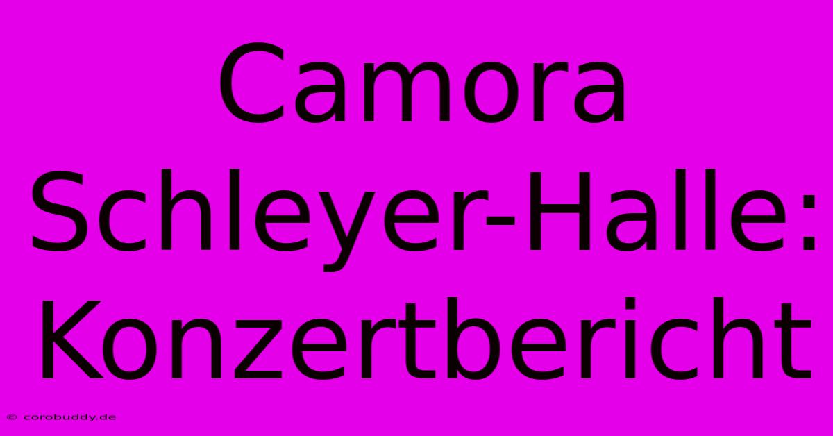 Camora Schleyer-Halle: Konzertbericht