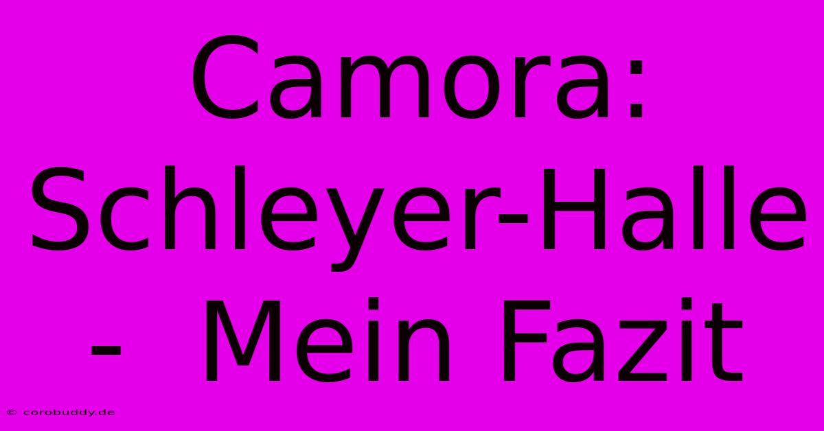 Camora: Schleyer-Halle -  Mein Fazit