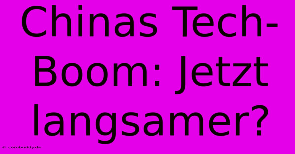 Chinas Tech-Boom: Jetzt Langsamer?