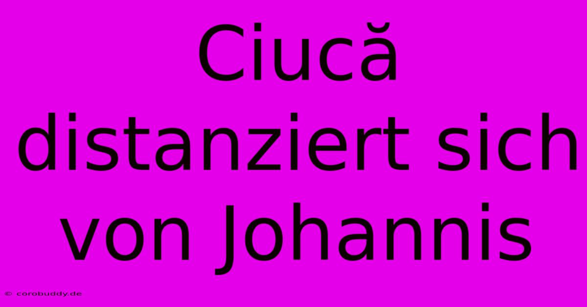 Ciucă Distanziert Sich Von Johannis