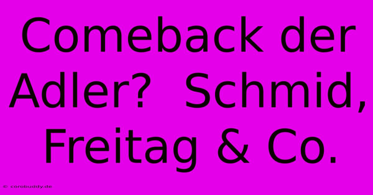 Comeback Der Adler?  Schmid, Freitag & Co.