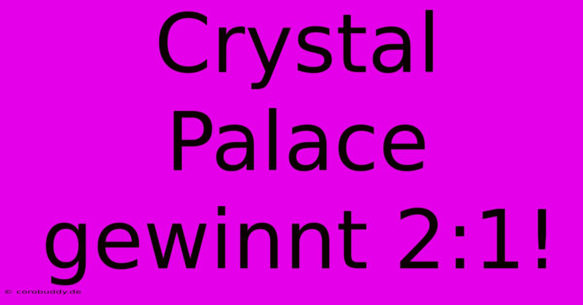 Crystal Palace Gewinnt 2:1!