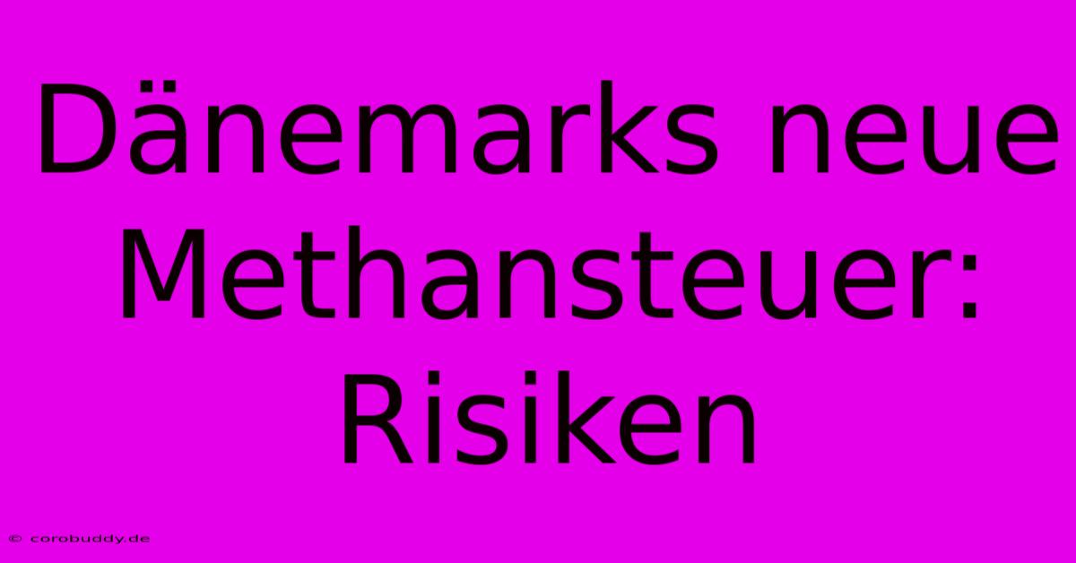 Dänemarks Neue Methansteuer: Risiken