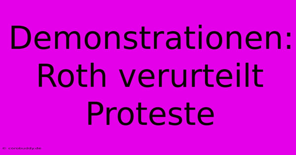 Demonstrationen: Roth Verurteilt Proteste