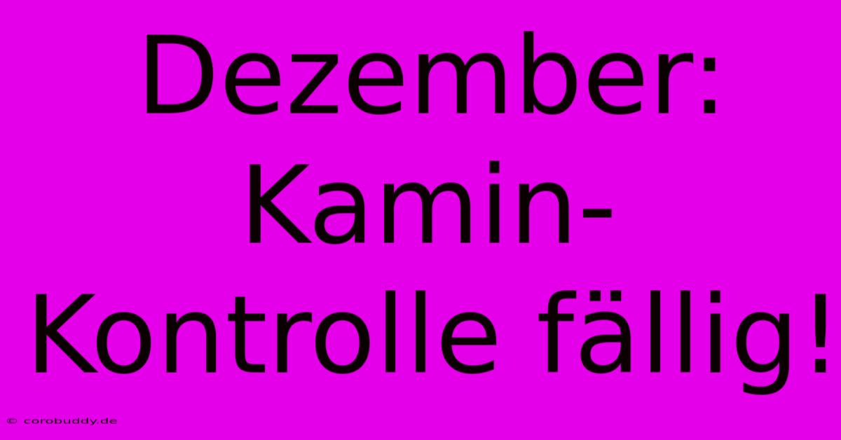 Dezember: Kamin-Kontrolle Fällig!