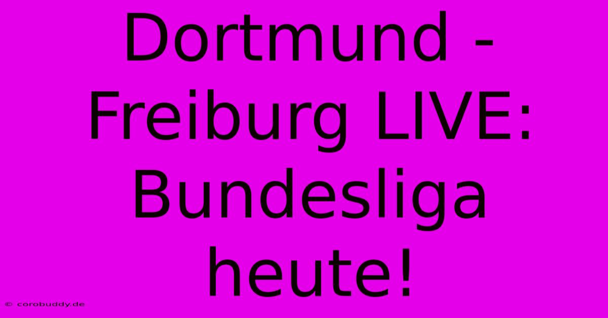 Dortmund - Freiburg LIVE: Bundesliga Heute!