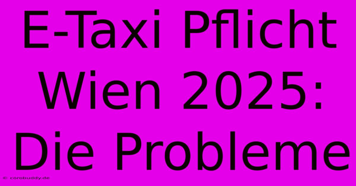 E-Taxi Pflicht Wien 2025:  Die Probleme