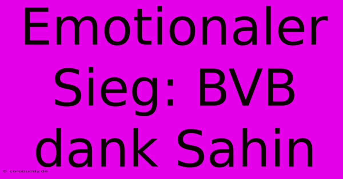 Emotionaler Sieg: BVB Dank Sahin