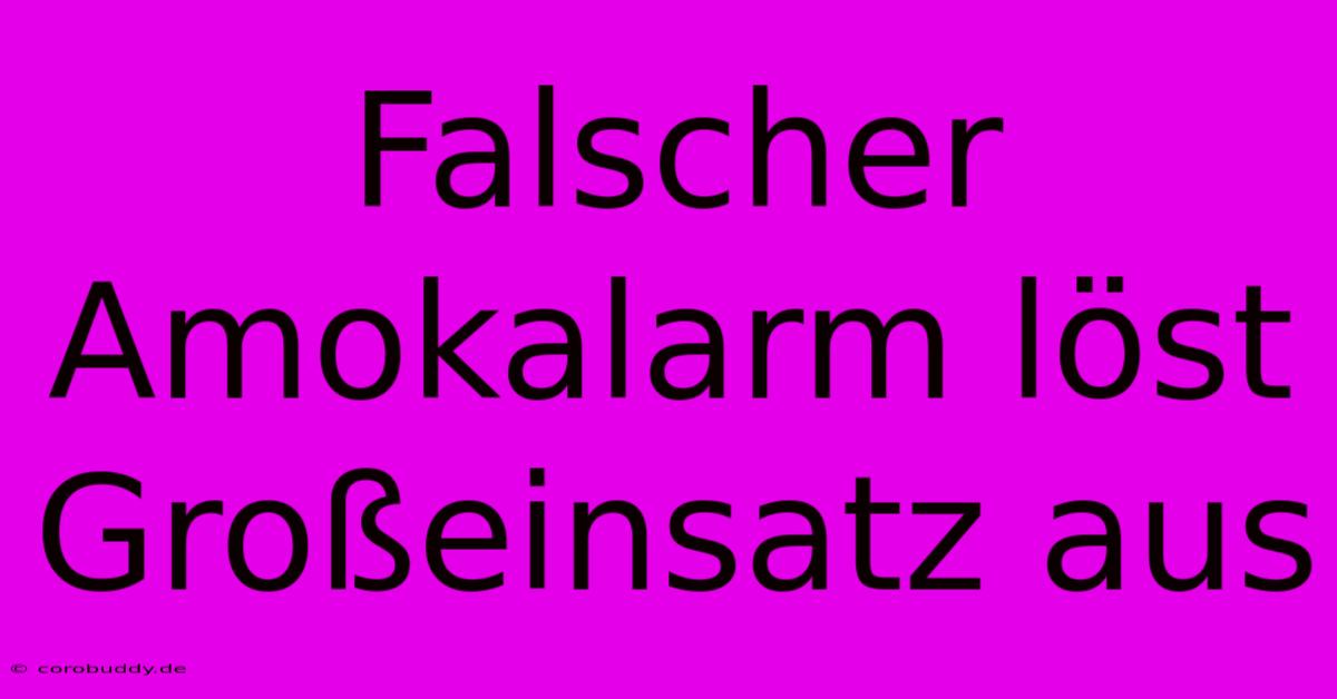 Falscher Amokalarm Löst Großeinsatz Aus