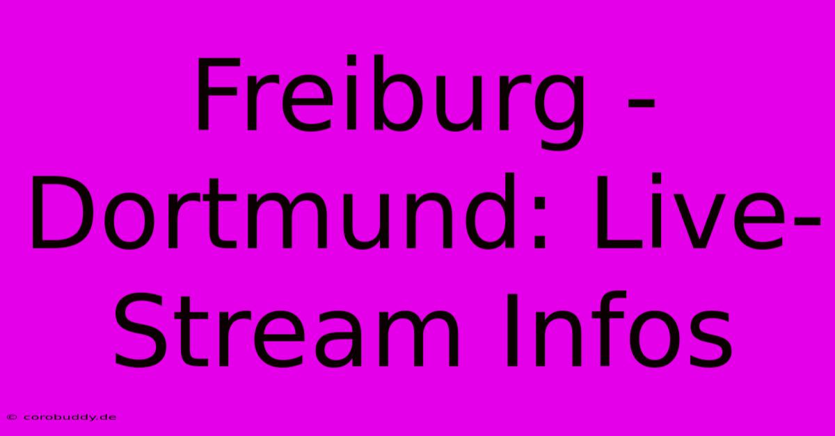 Freiburg - Dortmund: Live-Stream Infos