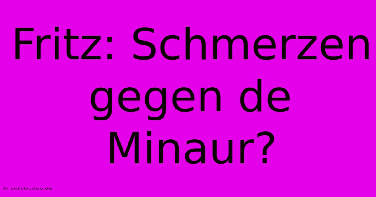 Fritz: Schmerzen Gegen De Minaur?