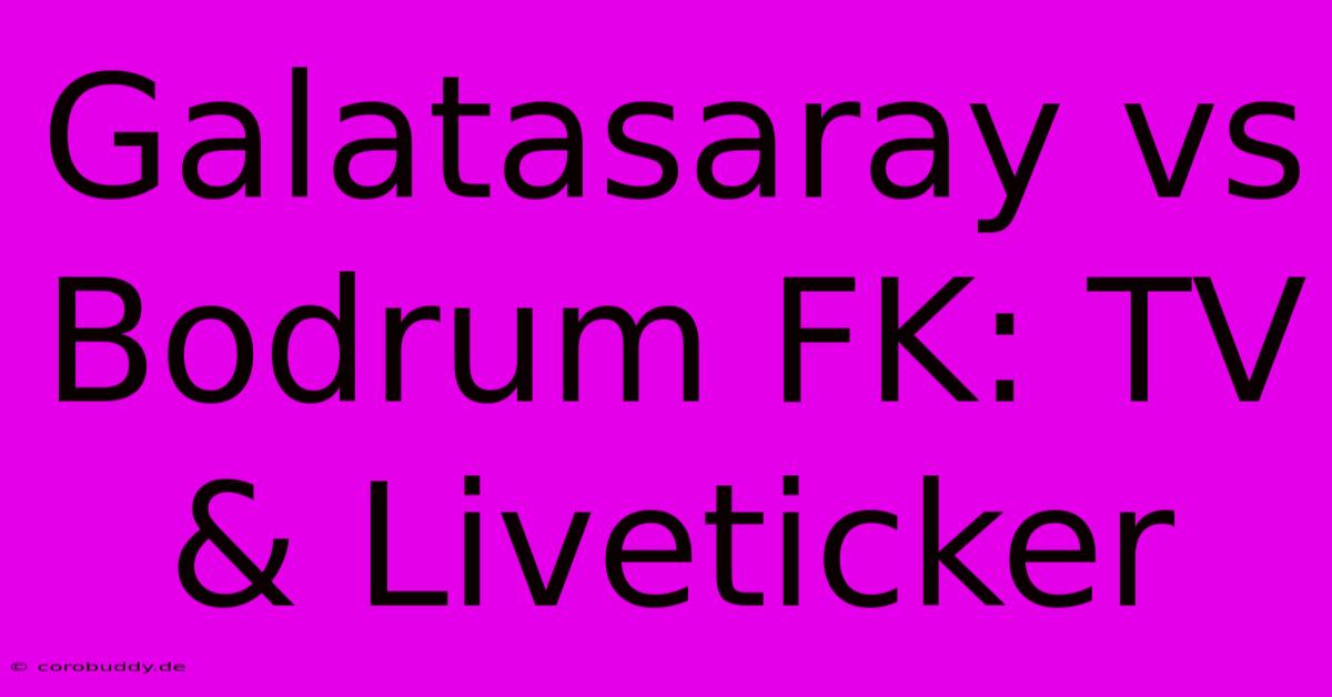 Galatasaray Vs Bodrum FK: TV & Liveticker