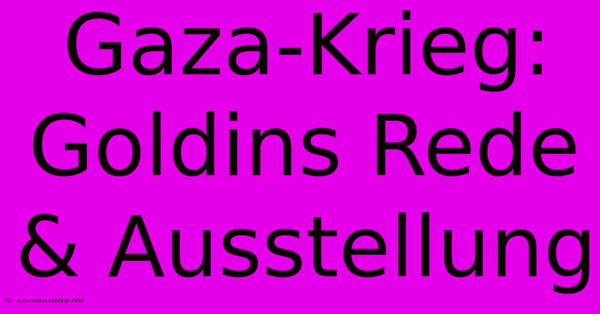 Gaza-Krieg: Goldins Rede & Ausstellung