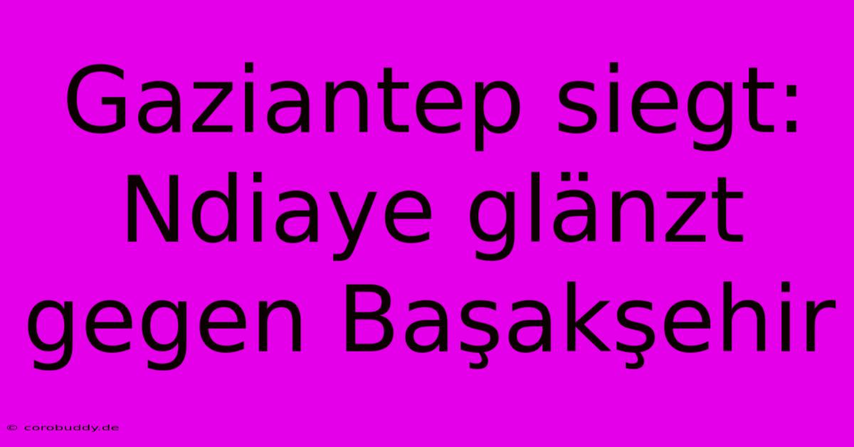 Gaziantep Siegt: Ndiaye Glänzt Gegen Başakşehir