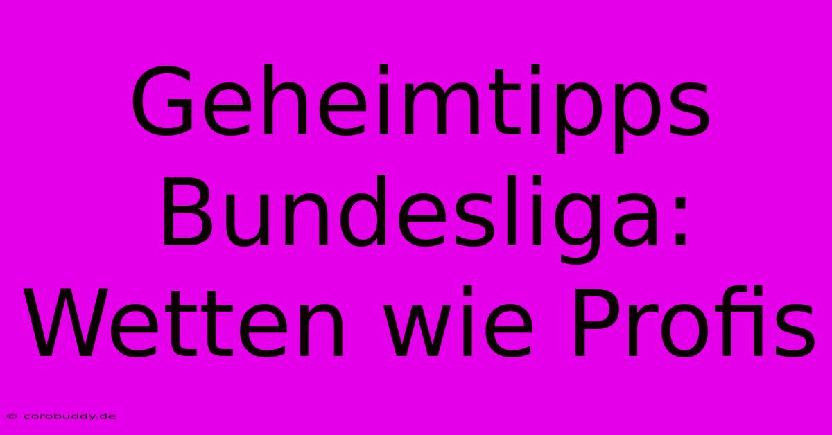 Geheimtipps Bundesliga: Wetten Wie Profis