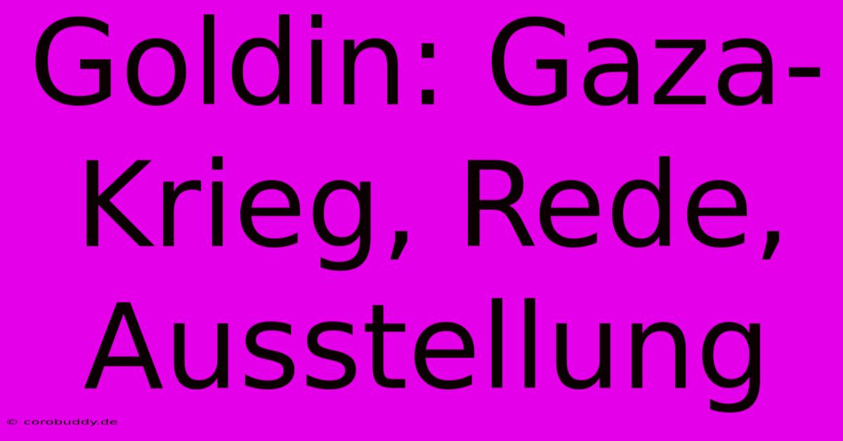 Goldin: Gaza-Krieg, Rede, Ausstellung