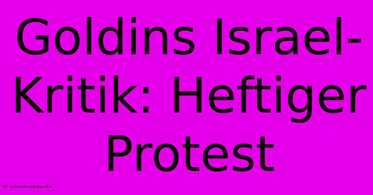 Goldins Israel-Kritik: Heftiger Protest