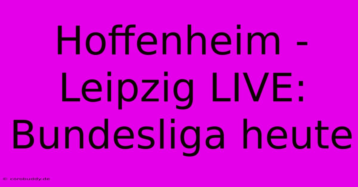 Hoffenheim - Leipzig LIVE: Bundesliga Heute