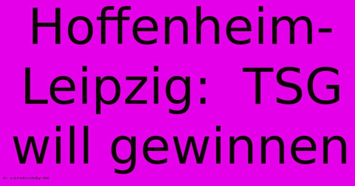 Hoffenheim-Leipzig:  TSG Will Gewinnen