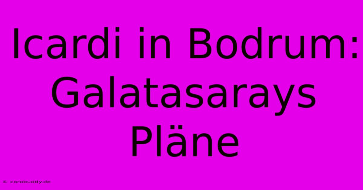 Icardi In Bodrum: Galatasarays Pläne