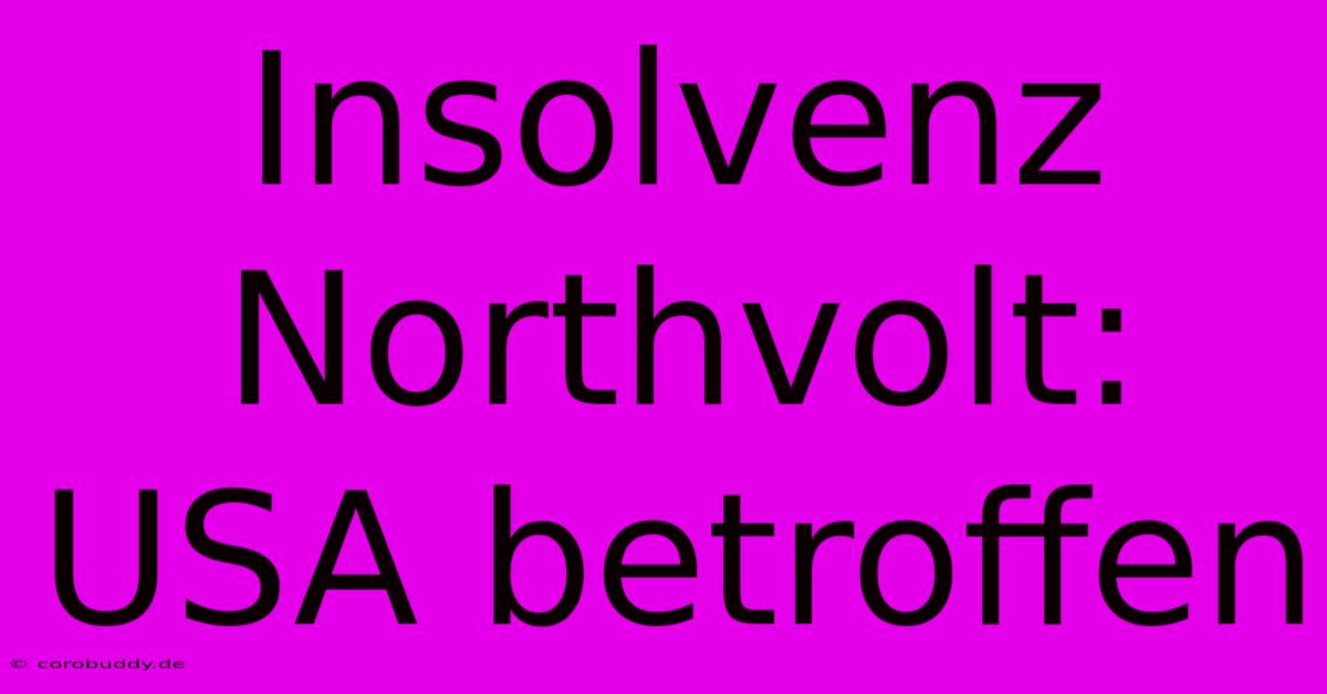 Insolvenz Northvolt: USA Betroffen