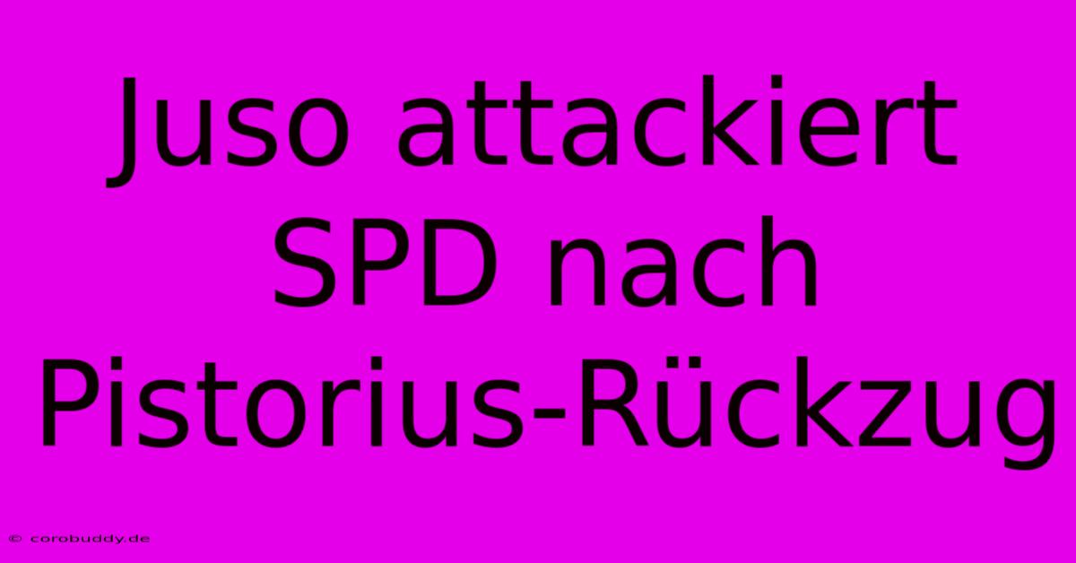 Juso Attackiert SPD Nach Pistorius-Rückzug