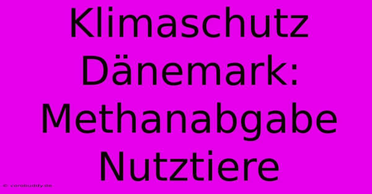 Klimaschutz Dänemark: Methanabgabe Nutztiere