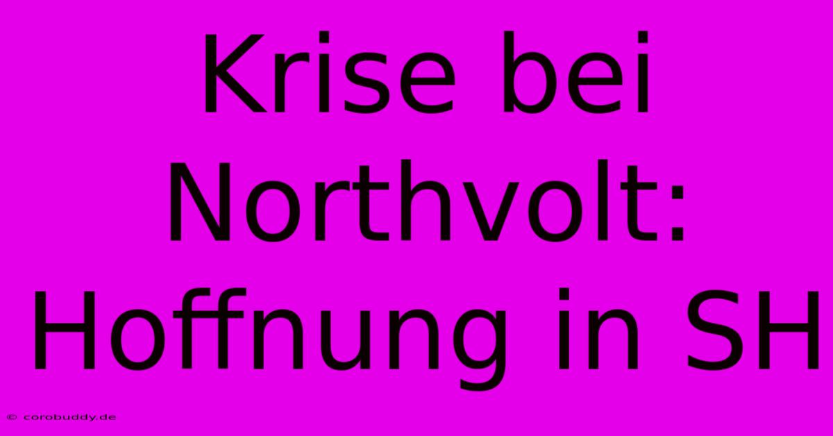 Krise Bei Northvolt: Hoffnung In SH