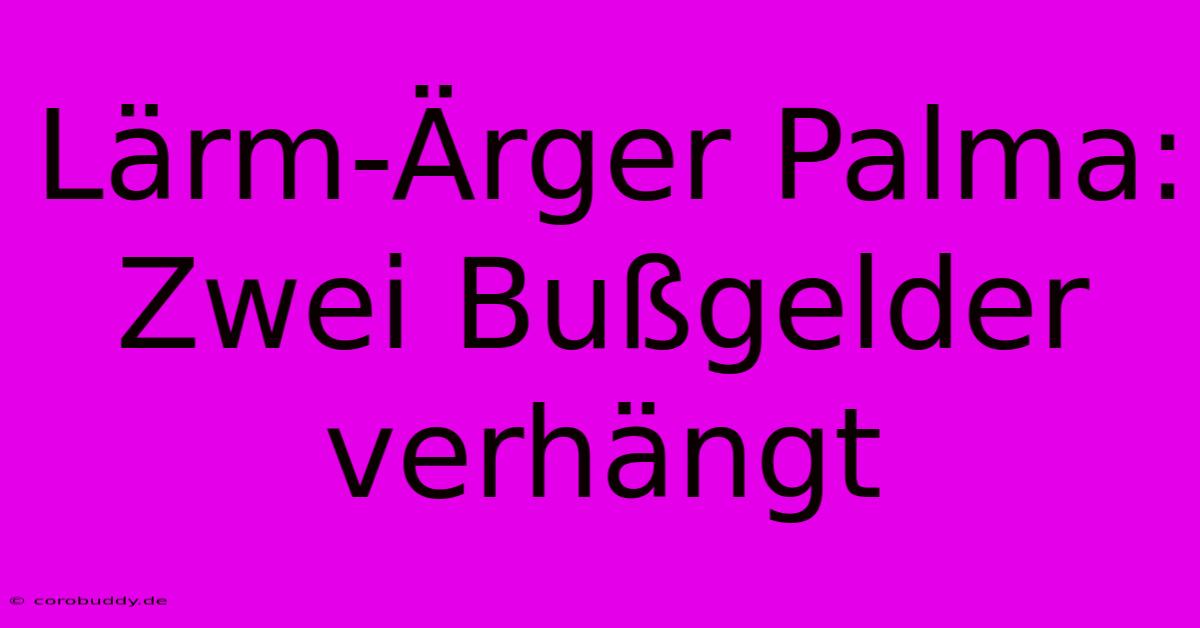 Lärm-Ärger Palma: Zwei Bußgelder Verhängt