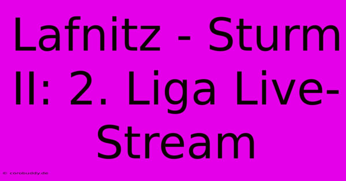 Lafnitz - Sturm II: 2. Liga Live-Stream