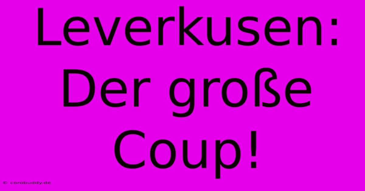 Leverkusen: Der Große Coup!