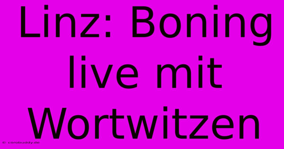 Linz: Boning Live Mit Wortwitzen