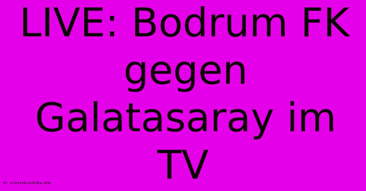 LIVE: Bodrum FK Gegen Galatasaray Im TV