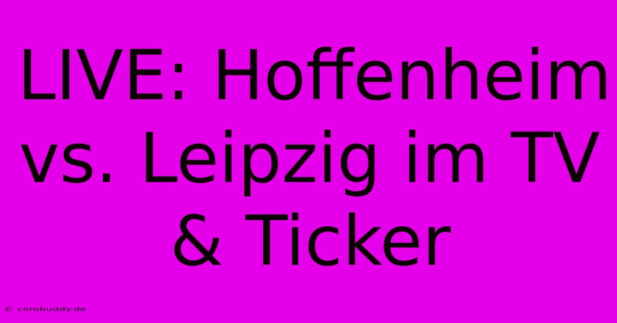 LIVE: Hoffenheim Vs. Leipzig Im TV & Ticker